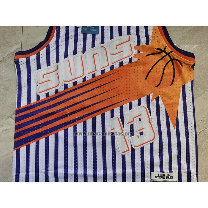 Camiseta Phoenix Suns Steve Nash NO 13 Mitchell & Ness 1996-97 Blanco